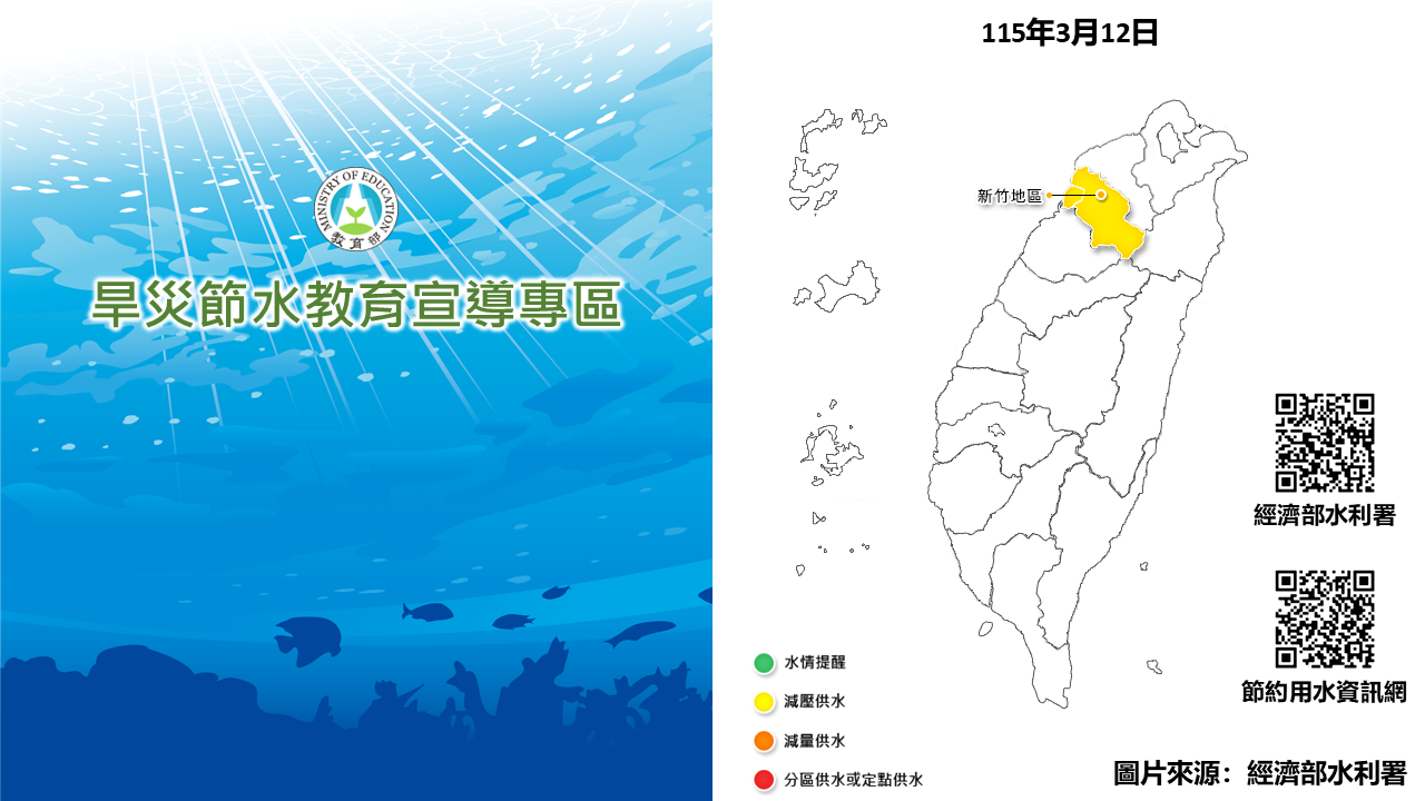 加強枯水期節水防旱作為，新竹調整水情燈號黃燈